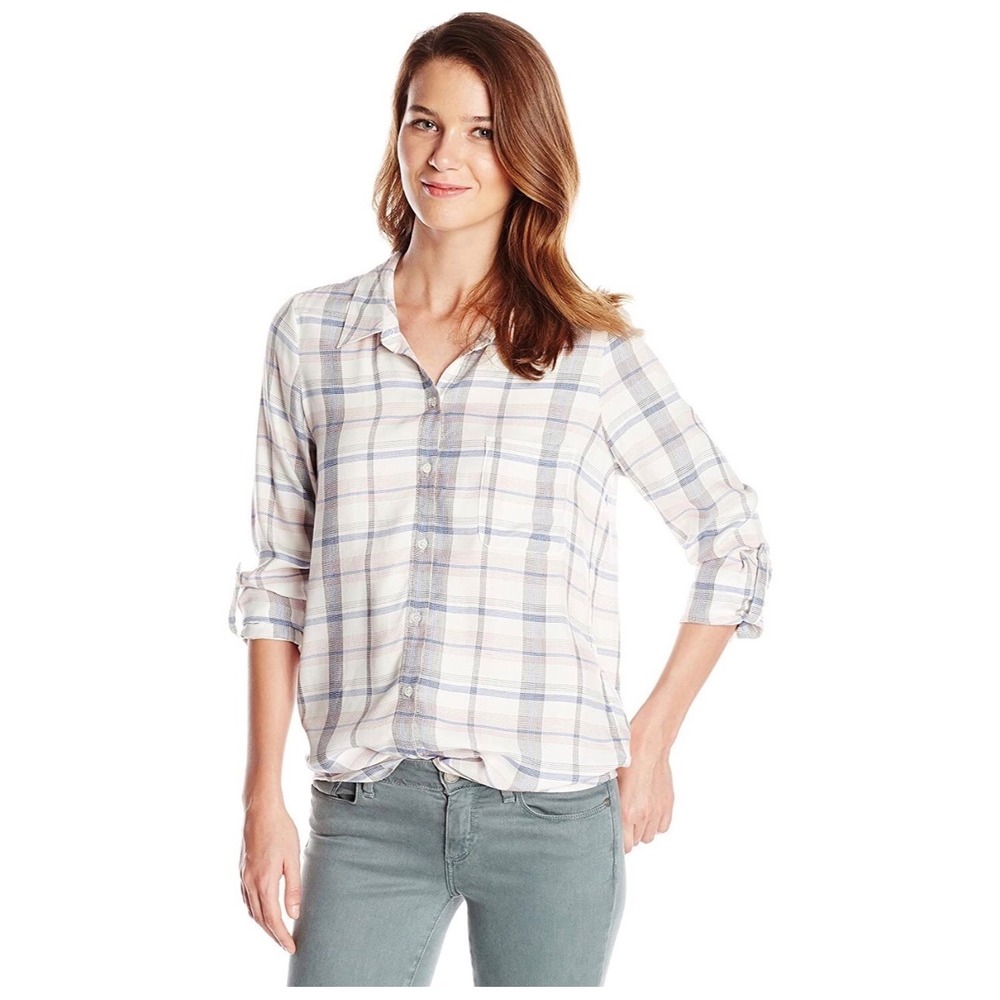 Soft Joie‎ Women's Plaid Button Down Shirt Long Sleeve Casual Top Size Small